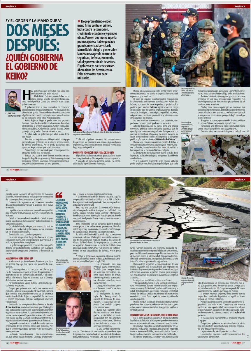 AREVALO_T's tweet photo. Mi último artículo en la revista Vivir Bien... Léelo completo en el screenshot... @chevezoriel @elsacasas @revistaoiga @LimaBasqueC #Perú #100días #orden #manodura #EscudoDeLasAméricas https://t.co/1fszt5LOIV