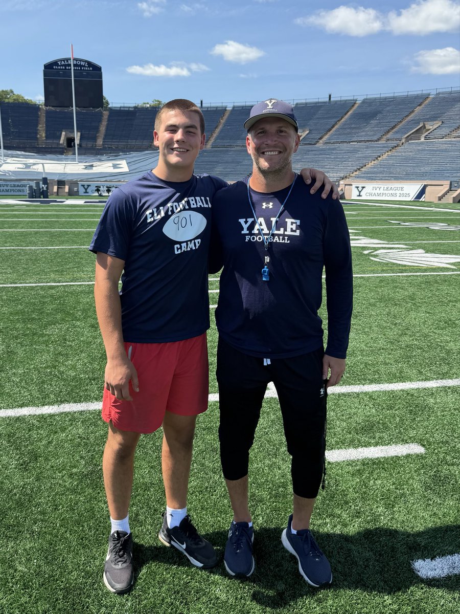 DuncanHoll_fb's tweet photo. Thank you to @Bigstef72 and @CoachJanecek for the Game Day invite to Yale! I had a great experience at the @yalefootball camp this summer, and I can’t wait to get back to the Yale Bowl to watch the Bulldogs in person. Appreciate the invitation, can’t wait!

@Coach_Cahill @Coach_smcgowan @StevenVashel @paupaupau5 @AlexKurtzYale @bmalbasa