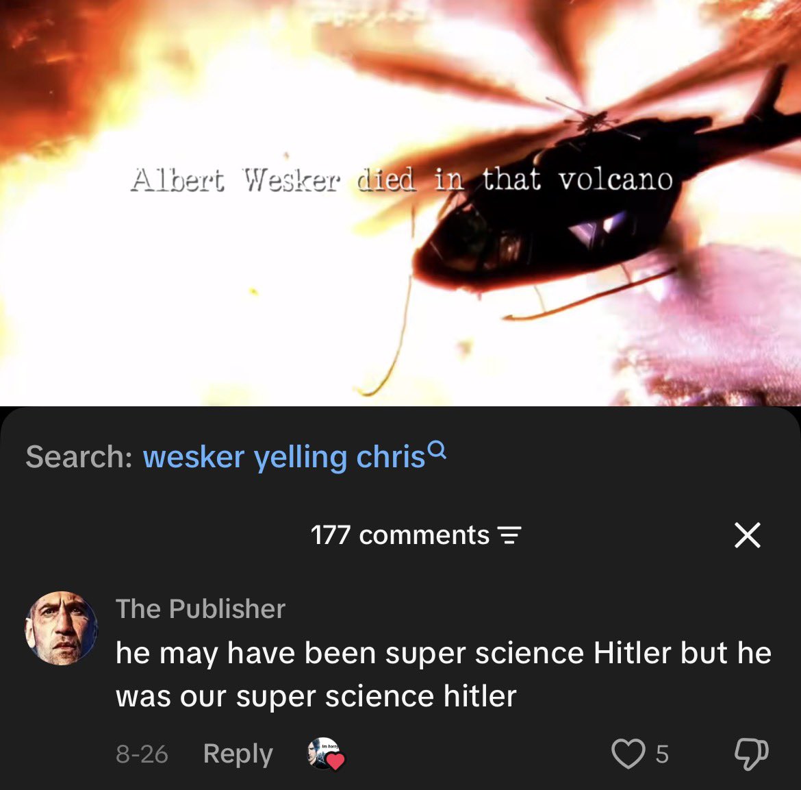lesbiancr0w's tweet photo. Wesker fans are something else https://t.co/Mip7pidvyC