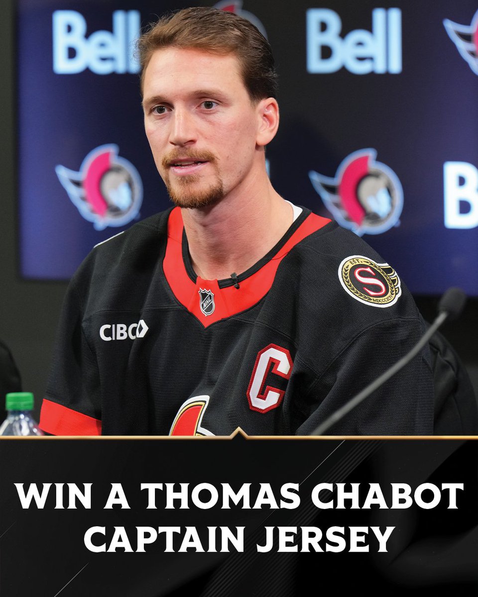 Senators's tweet photo. Be one of the first with a Thomas Chabot captain's jersey!

📝 Enter here for your chance to win a Chabot jersey with the captain's patch sewn on: https://t.co/JjUzhVhCWu https://t.co/MnxKBM8dW5