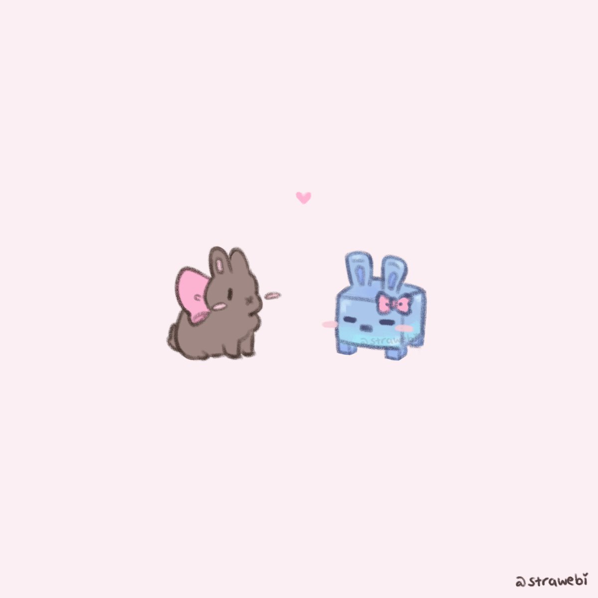 strawebi's tweet photo. bunny meets blub https://t.co/MWRFulWsBn