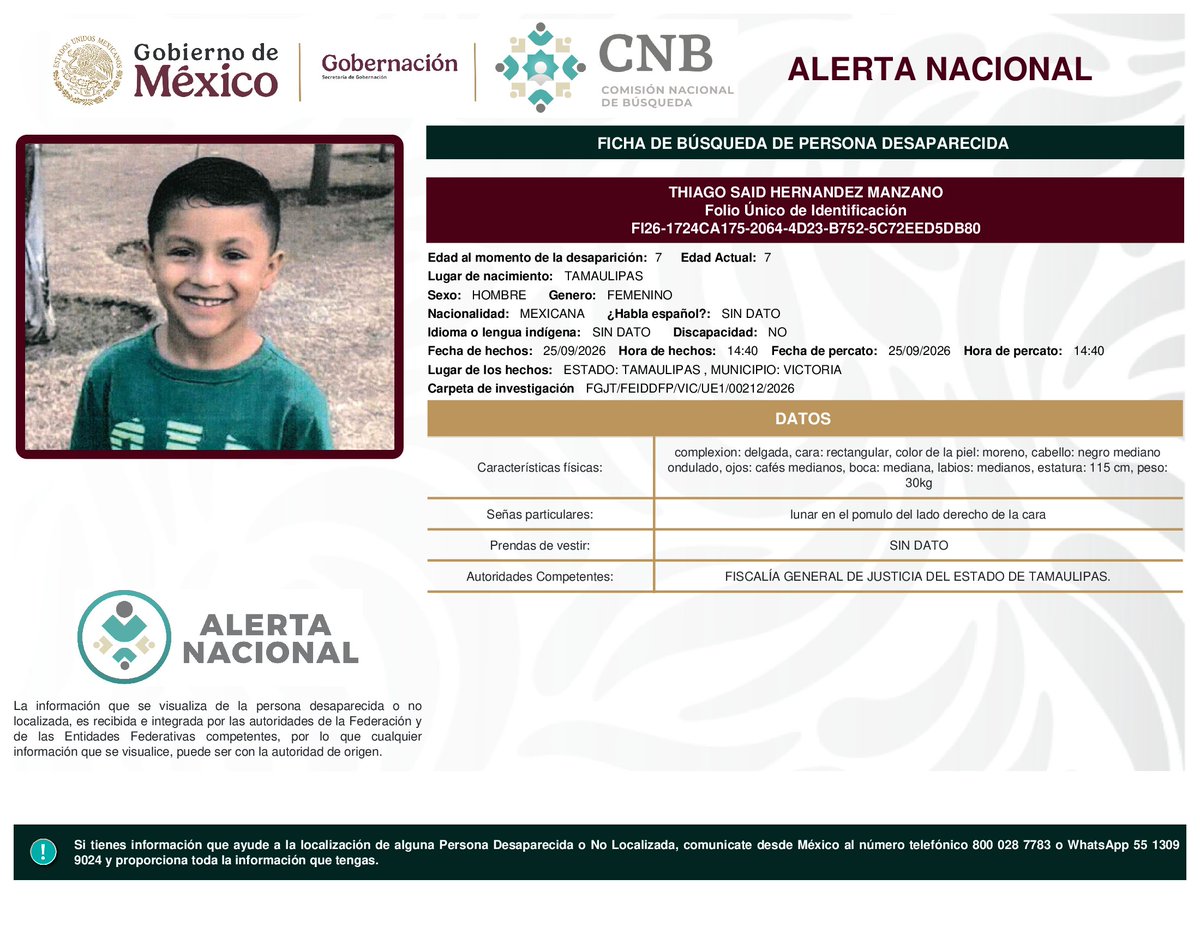 MetroCDMX's tweet photo. Si tienes información para localizar a las siguientes personas: 

- Thiago Said Hernández Manzano
- Ismael Muñoz Coria
- Eduardo Torres Quinto
- Dafne Lucero Cupul Cordero

Comunícate con la Comisión de @Busqueda_MX, mediante el número telefónico:
☎️ 800 028 7783 

Agradecemos tu apoyo y colaboración. #AlertaNacionalDeBúsqueda