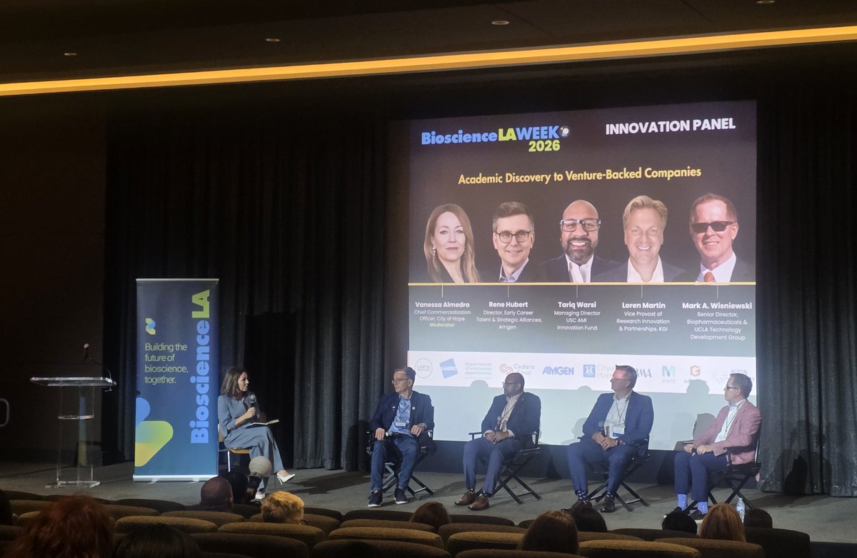Engineer_Health's tweet photo. Great to have @UCLATDG @ResearchAtUSC @KeckGrad @Amgen and @cityofhope on the same panel discussing collaboration, partnerships and accelerating academic discovery! 

Im having a wonderful conference! https://t.co/DawpKX5Dar