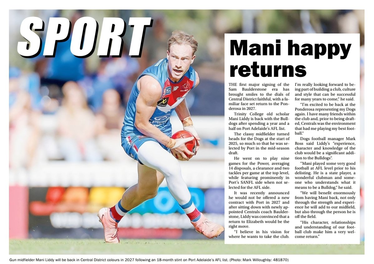 bulldogbyteslea's tweet photo. Mani Happy Returns

📸 Mark Willoughby

Credit: Bunyip Newspaper
@BunyipNewspaper

Edition: Wednesday, 30th September, 2026 https://t.co/hxHBirxmHa