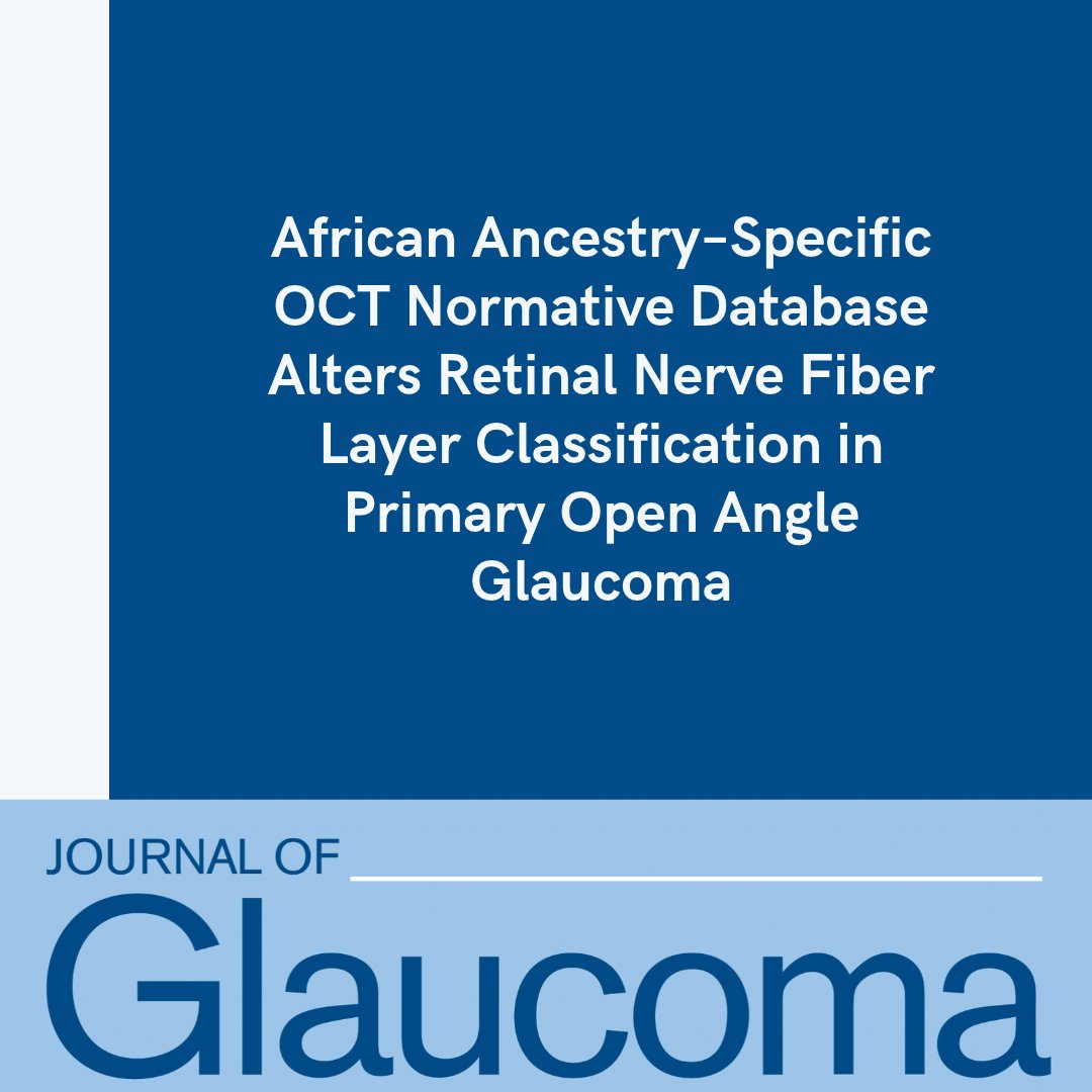 JOGJournal's tweet photo. NEW ARTICLE: "African Ancestry–Specific OCT Normative Database Alters Retinal Nerve Fiber Layer Classification in Primary Open Angle Glaucoma" by Sapir, Chow, Halimitabrizi et al.

Read more: https://t.co/3EwhctoOlU

@WorldGlaucoma
#JoG #JournalOfGlaucoma https://t.co/KDWiZEvOvI