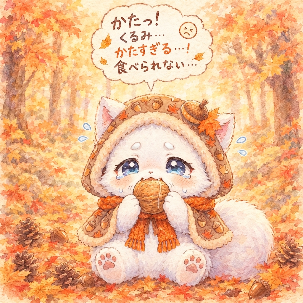 silver_fox_AI's tweet photo. 9/30 くるみの日。 
殻が硬くて、食べられない。
#AIイラスト #オリジナルキャラ #くるみの日 https://t.co/2qt0QR4kjO