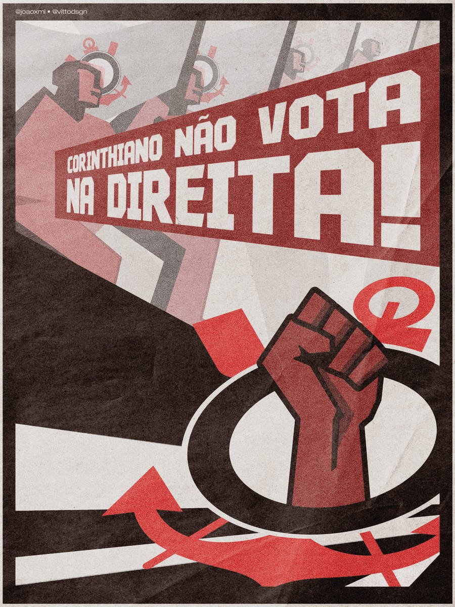 joaoxml's tweet photo. NÃO EXISTE CORINTHIANO DE DIREITA!

corinthians e direita não existem na mesma frase. 

se dizer corinthiano enquanto se posiciona à direita é um total desconhecimento e desrespeito à história do clube.

viva o corinthians! viva a democracia! https://t.co/EG9LTh64rz