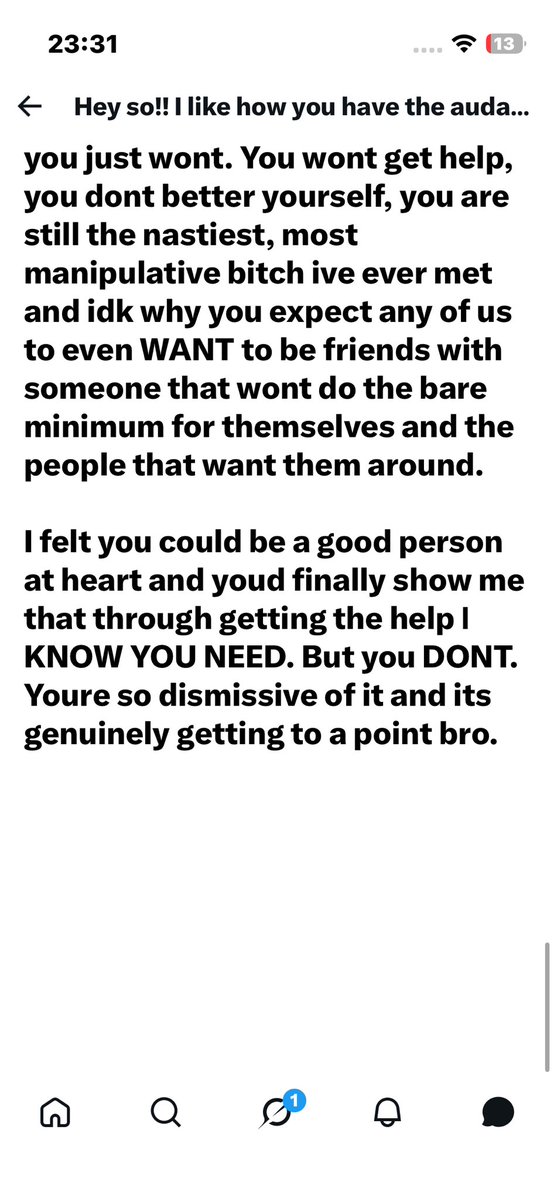 dainsboyfriend's tweet photo. Since she blocked me again!! Heres the paragraph i sent her after she victimised herself and completely misinterpreted everything i said to her in dms!! https://t.co/gPv4QrwMOh