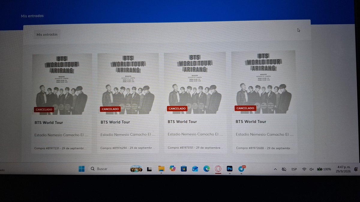 hoveynoom's tweet photo. Bueno, amigos. Yo genuinamente lo intenté. E intenté en las dos fechas. Pero en ninguna pude. En la del 3 me rechazó ticketmaster 4 veces la compra. Y en la del 2 ya estaba todo vacío. No encuentro cómo expresarles la decepción y triste que tengo. LSÑÑWÑEÑE https://t.co/jv8rQUq4cL