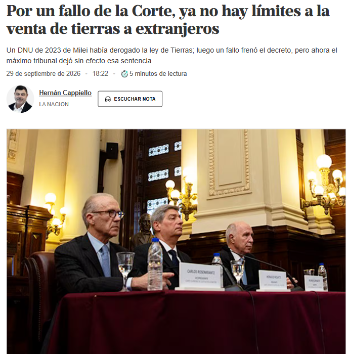 Jackes_is_back's tweet photo. 🔴PRIMER ACTO: Milei dice que Argentina es la nueva "Tierra Prometida"

🔴SEGUNDO ACTO: La corte permite que cualquier extranjero pueda comprar toda la tierra argentina que quiera, ríos, costas, montañas, veras de lagos, acuíferos, TODO.

🔴TERCER ACTO: No hacemos nada para evitarlo.

¿CÓMO SE LLAMA LA OBRA?