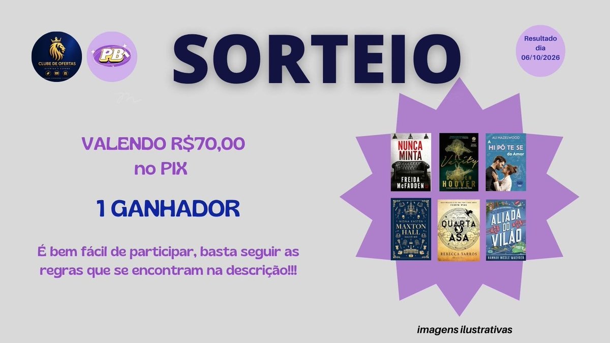 BugsPromo's tweet photo. ✨ SORTEIO EM PARCERIA:

🏅 PRÊMIO:
—  R$70 em livros ou P1x
—  01 ganhador

📌 REGRAS:
— Seguir @clubedeoferta_s e @BugsPromo
— Dar RT aqui sem citar
— Comentar o prêmio desejado

🗓️ Resultado dia 06/10 🍀 https://t.co/ui2QePoK0f