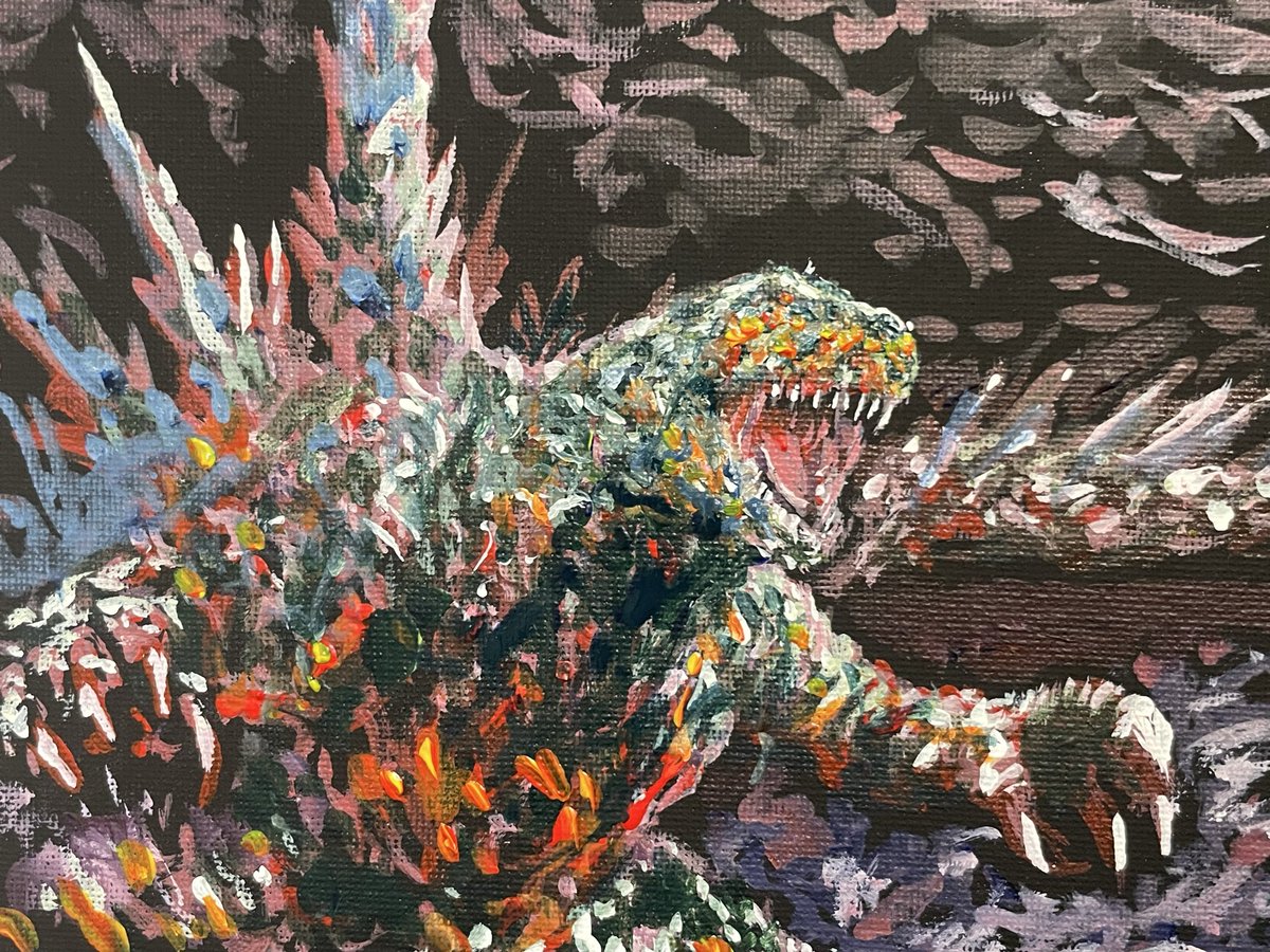 GothamRemnant's tweet photo. @nostoro I’m excited to see your movie! Here’s a painting I did of Minus Zero Gojira! https://t.co/SHWK5ssRwH