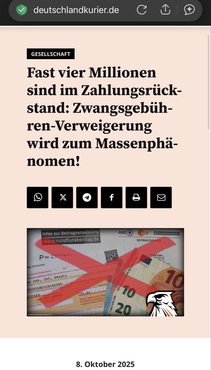 NureinGedanke76's tweet photo. Köln, 06/26:
Erträge aus #Rundfunkbeitrag lagen im Jahr 2025 bei 8,72 Milliarden Euro. Rund 20 Millionen Euro weniger als im Vorjahr: ein Minus von 0,22 Prozent. 8,56 Milliarden Euro flossen an #ARD, ZDF und Deutschlandradio. 164,5 Millionen Euro erhielten Landesmedienanstalten https://t.co/Gy7WENsM78