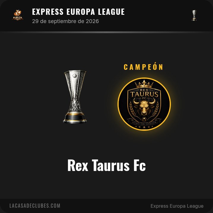 RexTaurusFC's tweet photo. Campeones Europa League! 💪🏼😍🥇🏆 @LaCasadeClubes @AFJSpain https://t.co/vLBMiZAeoo