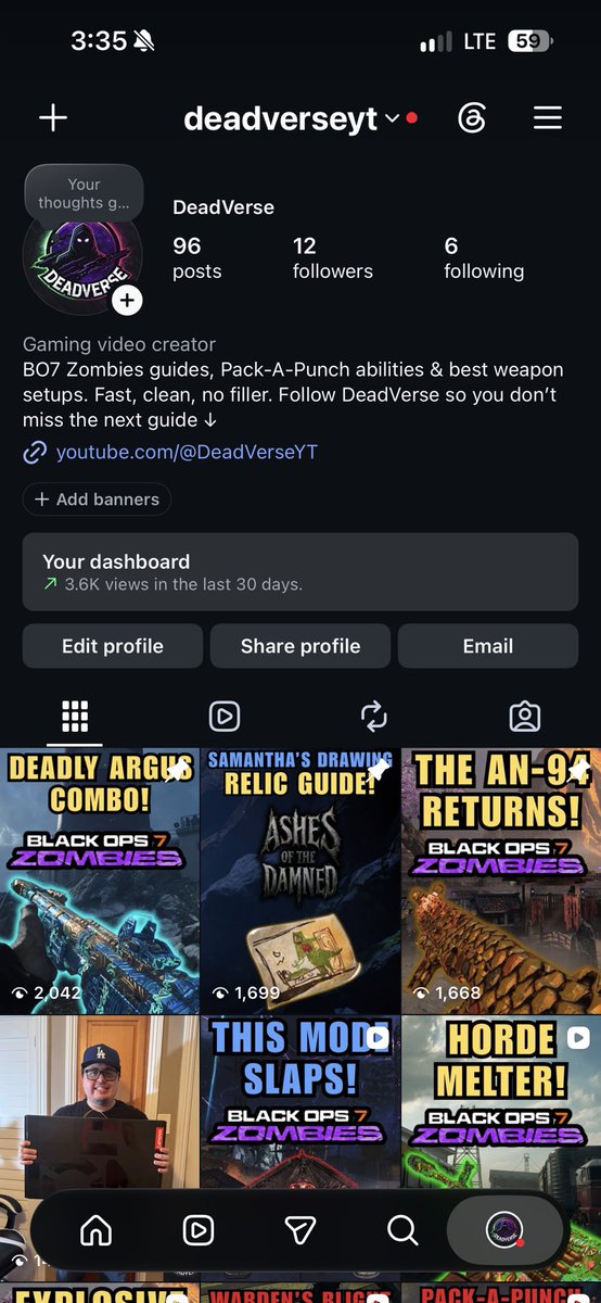 DeadVerseYT's tweet photo. 0 → 10 followers on Instagram! 🎉

Thank you for supporting DeadVerse! ❤️
The road to 20 continues.

👀 I sometimes drop Reels early on Instagram!

Our latest Reel also just passed 2,000 views! 🔥

Follow DeadVerse here:
https://t.co/y3hvtpg8dO https://t.co/o0IdyiLJ6b
