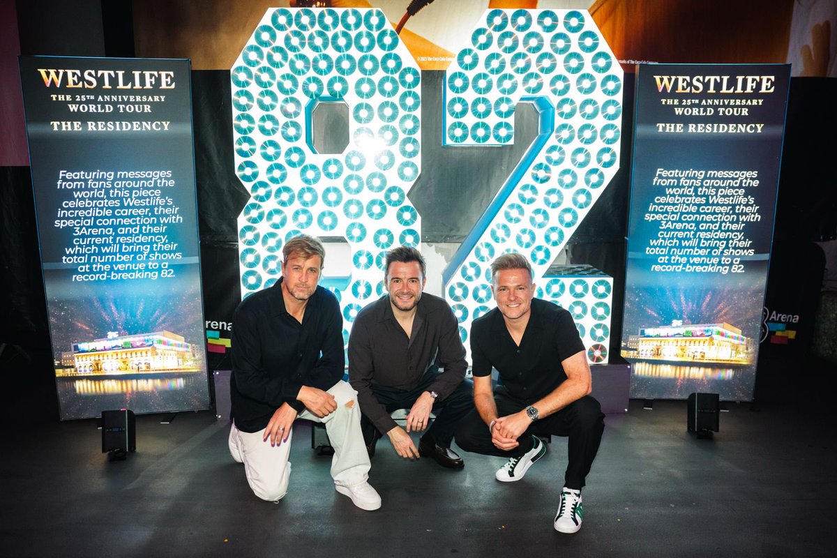 westlifemusic's tweet photo. If we could tell our younger selves that we’ve now done 82 shows at the 3Arena in Dublin - they’d never believe it. Every night at this venue is an honour and we’re still lost for words since finishing this residency. All we can really say is THANK YOU ❤️❤️❤️ https://t.co/KMQgCBNYMB
