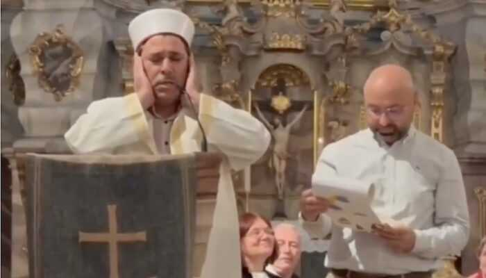 jihadwatchRS's tweet photo. Germany: Islamic prayer service held in Christian church
The fond leftist fools who think theyโre being so welcoming and generous by doing this neither seem to notice or care that these friendly gestures are never, ever reciprocated. Nor have these people ever taken the trouble to acquaint themselves with the supremacist, violent, and anti-Christian teachings of the Qurโan. They will, however, find out about them soon enough.
Read more at the link in the next post.