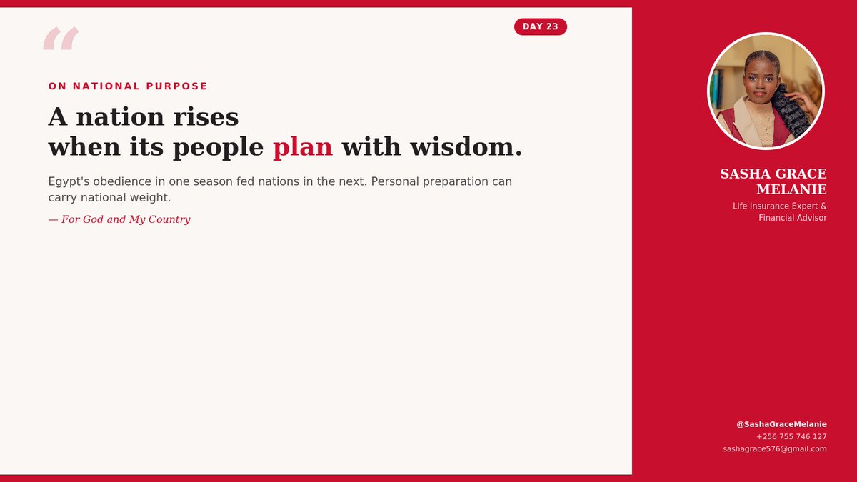 Sashamelanie2's tweet photo. This instruction seems small and minor, touching you as an individual, but really, you are greatly driving a single nation such as Uganda to become a first-world state on the globe.

It starts with you, as soon as you sign for that Life Insurance policy. https://t.co/5sjOXi4xaa