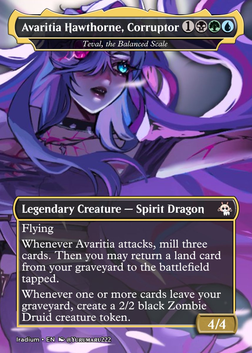 Iradium255's tweet photo. Avaritia Hawthorne card that I made for VeXpo along with slightly scuffed Hawtie token. Thanks again Ava for allowing me to use the art!

#CREAVATIVITY
#MtVTuber https://t.co/BAddIAIHkq