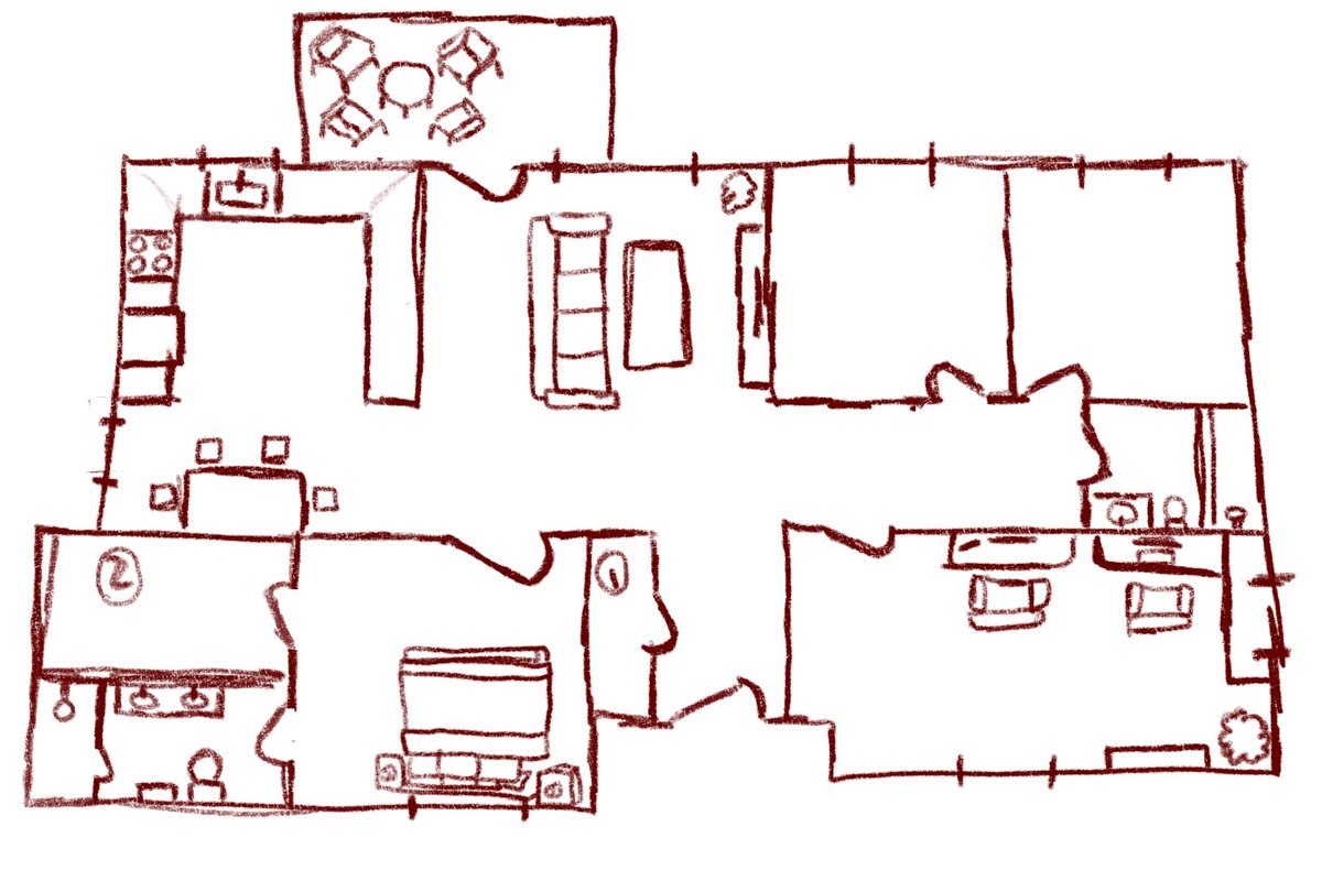 mellowriceball's tweet photo. I just reached limit on Gemini. I'll try ChatGPT later. 

Left is my sketch and the right is the closest thing I could get. Even though I put in the prompt that the walls are stright, form 90° angles and to follow what is in the prompt, it's still scuffed... https://t.co/fSuCQRErFq