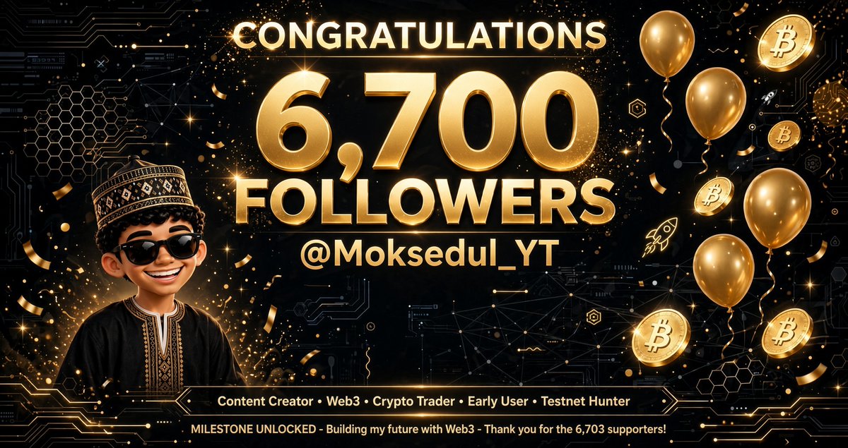 MoksedulYT143's tweet photo. Alhamdulillah congratulations to me 

6.7K followers! 🥳

Started with zero kept showing up learning connecting and building every day

Grateful for everyone who has been part of the journey

We’re just getting started
Next stop: 8K

Thank you all https://t.co/X3qdsQs9RH