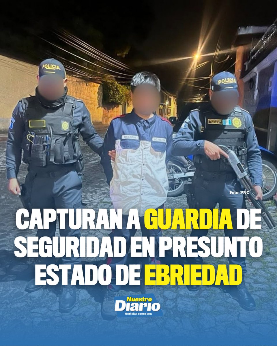 🚨 CAPTURAN A GUARDIA DE SEGURIDAD EN PRESUNTO ESTADO DE EBRIEDAD 🚨 Víctor “N”, de 29 años, fue capturado en Santa Lucía Milpas Altas, Sacatepéquez, cuando …