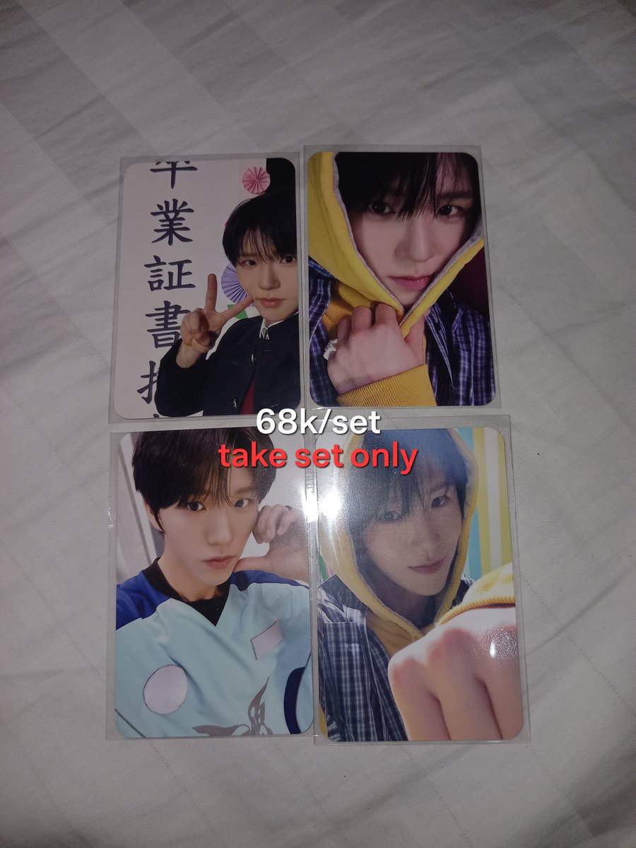 qbandaid's tweet photo. update‼️ bisa each kec yang take set only.

t. wts jaehee pegang hoodie kuning, sakuya tunjuk yoidon bmg https://t.co/tdlsYR6b3f