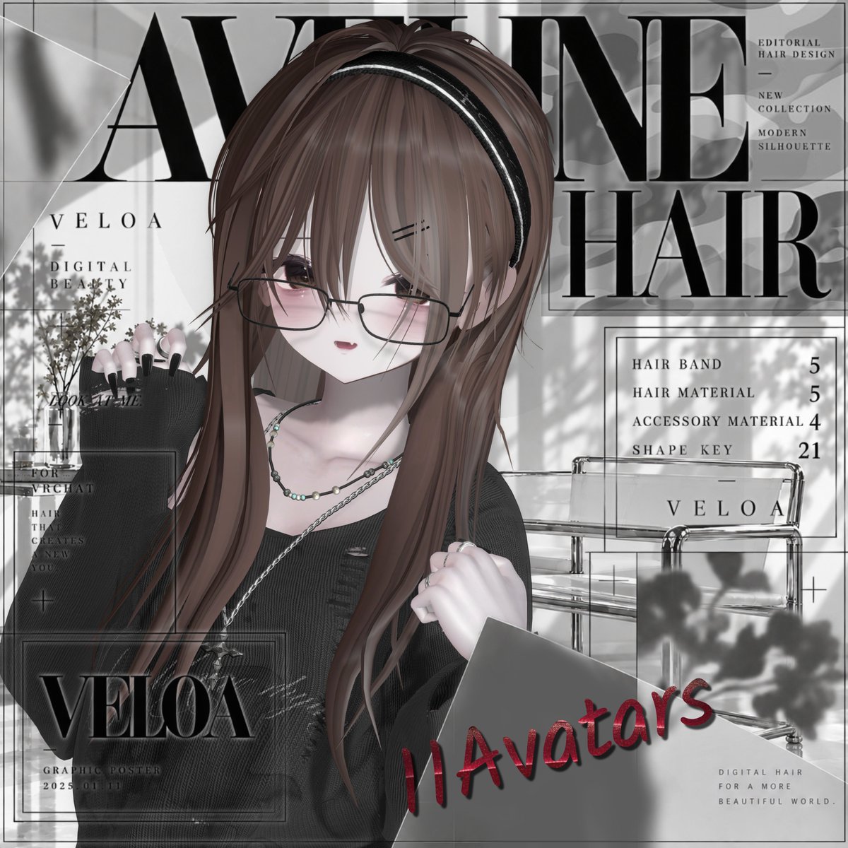 Veloa_VRchat's tweet photo. Aveline Hair — NOW ON SALE
本日より販売開始しました。 ぜひチェックしてみてください!
商品ページ→https://t.co/VwYcQK706K
#VRChat #VELOA https://t.co/PNt8qZT2sL