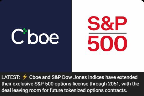 ⚡ Cboe × S&P DJI: SPX monopoly through 2051 — and tokenized options enter the chat 🧵
🤝 @​CBOE + S&P Dow Jones Indices extend exclusive S&P 500 options license