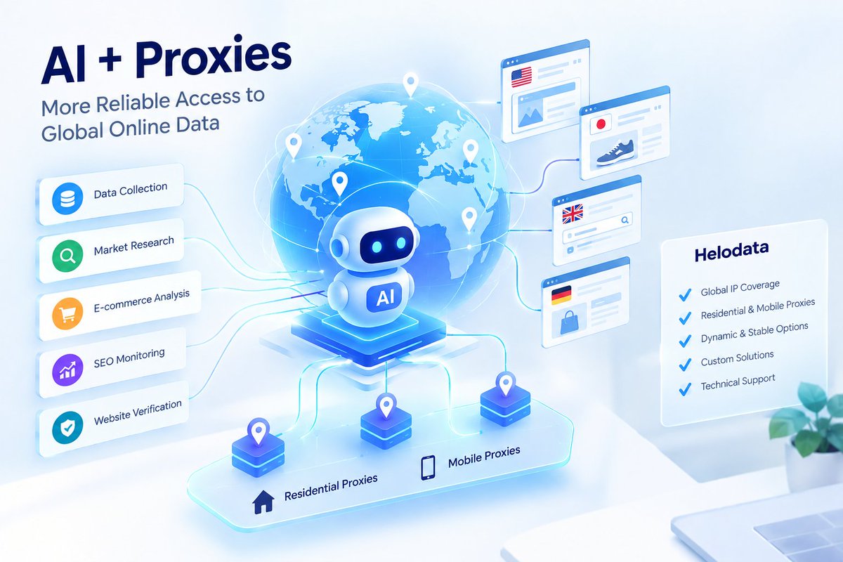 Helodata's tweet photo. https://t.co/RDaokSSrhH AI is getting smarter. Your network should too. 

🌍  Power AI workflows with global proxy access.  

🏠 Residential from $0.85/GB 

 AI thinks. Helodata connects. 

 ➡️https://t.co/gxNWbgSQ74

#Proxy #Helodata #SEO #AI #IT #Data https://t.co/3U5a5ChH78