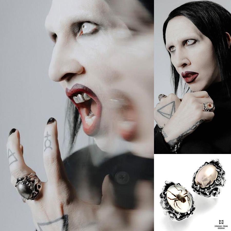 SILVER_GEEKS's tweet photo. マリリンマンソン氏がストフリのアクセサリーを愛用しています！

STRANGE FREAK DESIGNS
「マンティコア」
「ビマーチャ」
「胸椎 ブレスレット」
https://t.co/vRrCN5Pw1W
#marilynmanson
#sfdjp
@STRANGE_FREAK https://t.co/0aVsrfcHNf