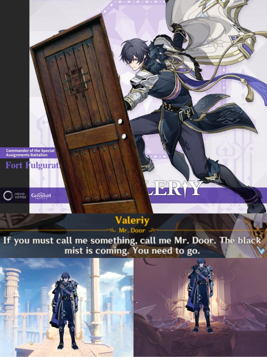 teyvattabloid's tweet photo. Mr door 

Credit - u/Derrie_Crim , u/ambulance-kun , u/Snails22

#Genshinlmpact #Genshin #GenshinMemes https://t.co/LSKNXHa5Mr