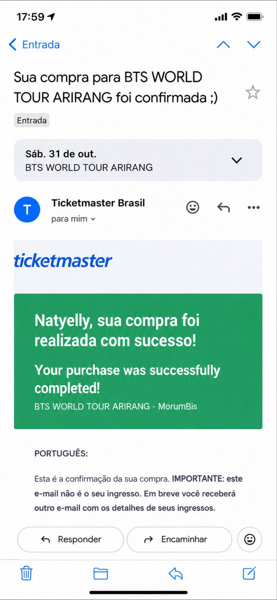 natyelly193's tweet photo. 🚨VENDO MEUS INGRESSOS PARA O SHOW DO BTS EM SP

📍MORUMBI, 31/10

🎟️ PISTA

💸 VALOR: MEIA: 750 / INTEIRA:1500

✅ SOU ARMYS DESDE 2018

🚫GOLPISTAS NEM TENTEM!!

✅ MOTIVO: TIVE UM IMPREVISTO FAMILIAR

✅ COMPROVO TUDO E FAÇO TRANSFERÊNCIA SEGURA

#bts #bts2026 #btsbrasil https://t.co/I5xH4QsNbn