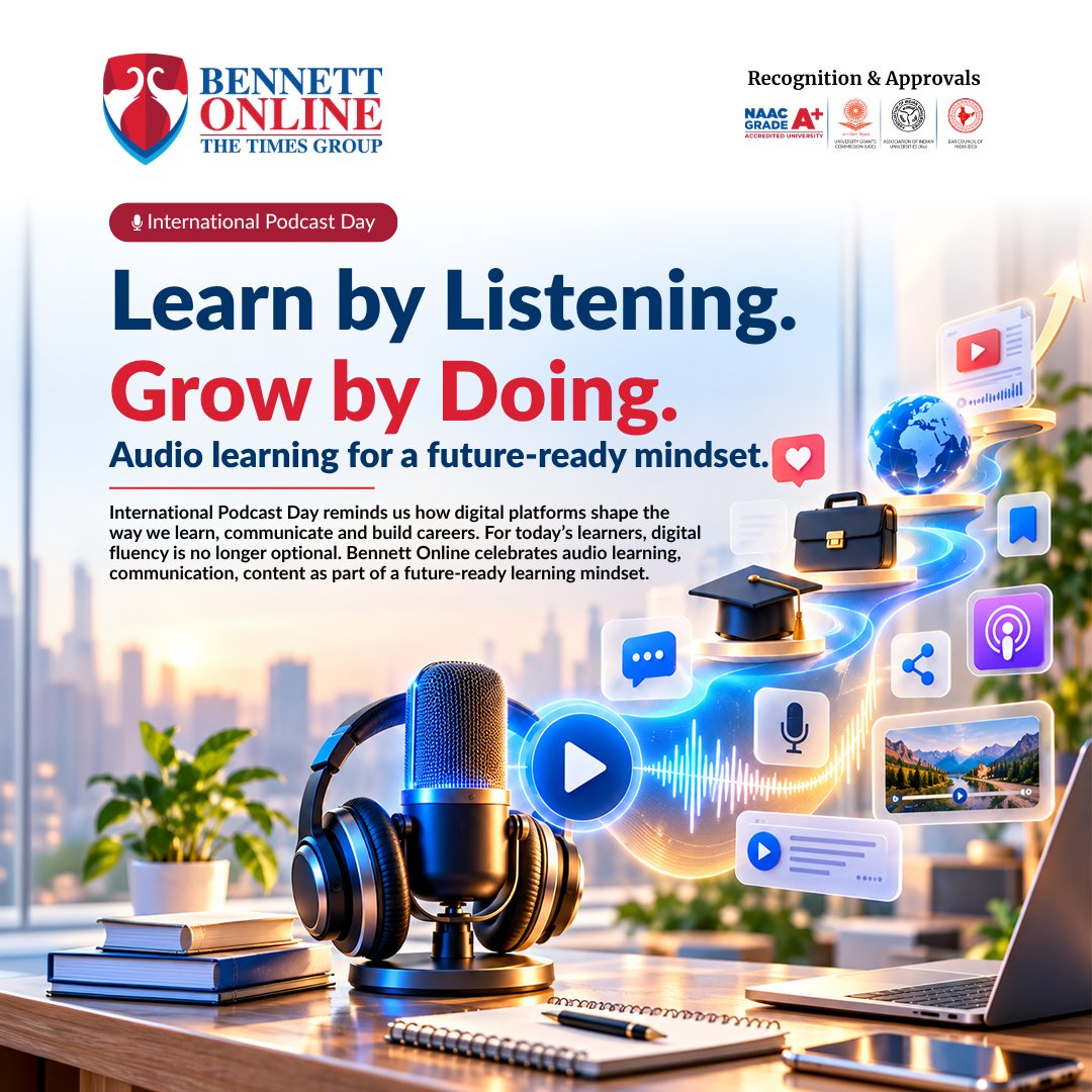 bennettcdoe's tweet photo. International Podcast Day reminds us how audio and digital platforms shape learning, communication and careers.
At Bennett Online, we celebrate digital fluency as part of a future-ready learning mindset.
#InternationalPodcastDay #BennettOnline #DigitalLearning https://t.co/2euaCPeyHk