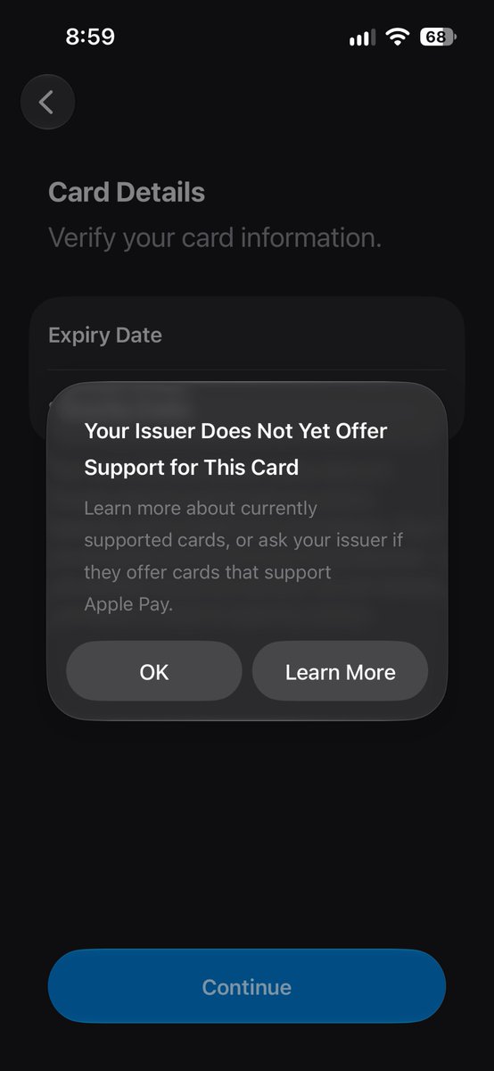 Xreeoffl's tweet photo. @RuPay_npci please allow apple pay.. @canarabank help on this getting error #Applepay #Rupay #Canarabank https://t.co/2IvNZFCKBF