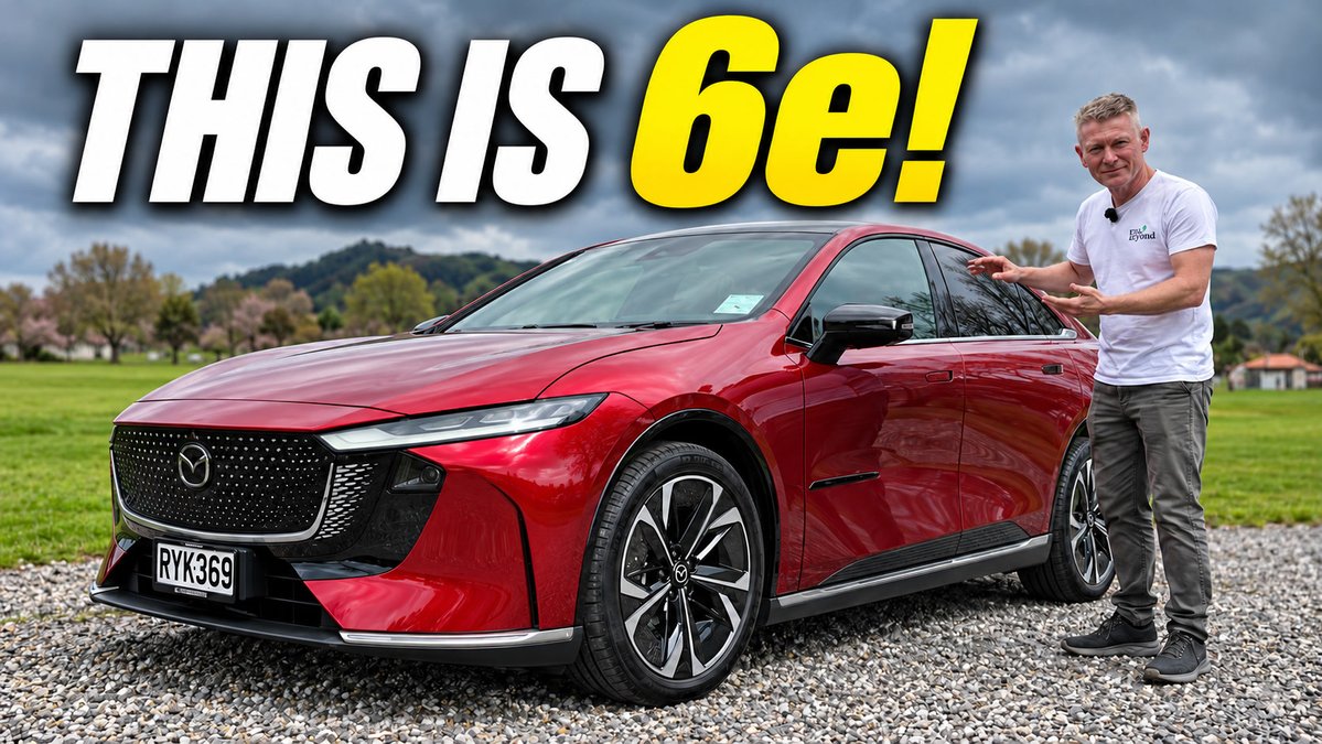 evsandbeyond's tweet photo. Gavin from Kiwi EV Adventures (@KiwiEV) has the full Mazda 6e review up now. Mazda's first proper EV sedan, tested in NZ. Link below. https://t.co/3FQhqKEKAg