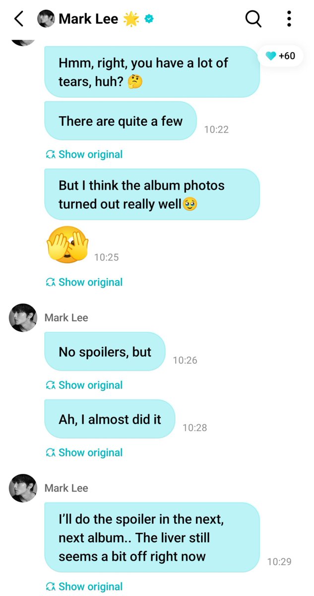 markyuppi's tweet photo. mark weverse dm update 

mark weverse dm update 

“hello~”
“ how are u”
“lately, i've been looking at the inner booklet design and photos for my new album over and over.”
"i almost cried while watching it”
“hmm, i guess mark lee does cry quite a lot 🤔”
“actually, quite a lot.”
“but i think the album photos came out really well 🥹”
“🫣”
“ah, i can’t spoil anything though”
“ahh i almost did it”
“ i’ll try giving spoilers for the album after the next one… i think i’m still a little too timid right now.”

MARK LEE 🥹😭