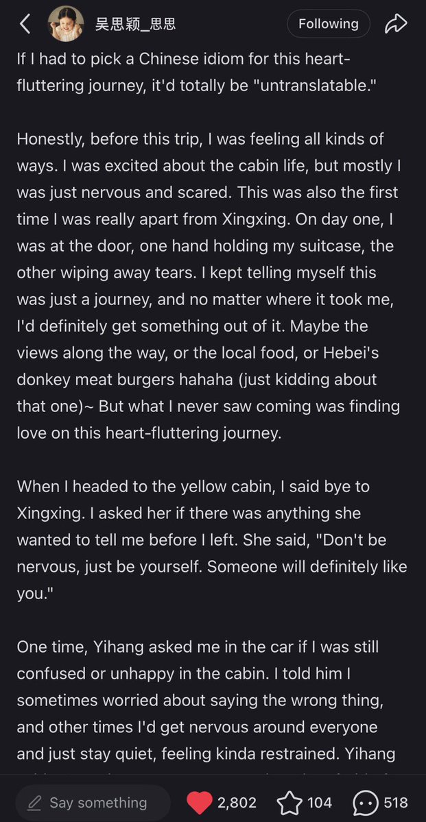 sapniii1's tweet photo. And here is Sisi's announcement speech! She just that cute quiet little girl that wanna try something new in her journey, but stumble into Yihang and everyone in the cabin was her biggest happiness in joining the show 🥹♥️ 

#HeartSignalS9 https://t.co/IC8EWQVTlm