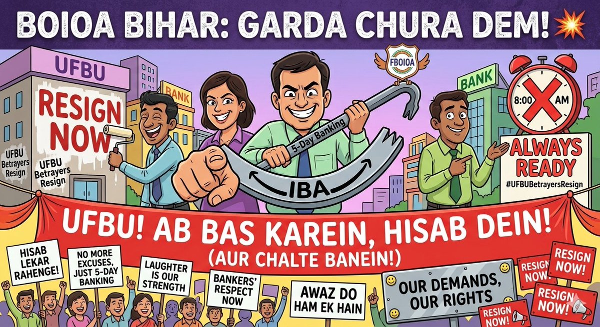 PiyushJha1329's tweet photo. हड़ताल स्थगित कइला से काम ना चली UFBU के  नेताजी! लाखन बैंककर्मियों के भरोसा के साथ खिलवाड़ काहे भइल? आज हिसाब देवे के परी। हमनी के चुप बइठे वाला नईखी, ई तऽ खाली शुरुआत हऽ, अब तऽ गर्दा उड़ेम! 💥💥
#UFBUBetrayersResign #5DayBanking
@FinMinIndia @nsitharaman @the_iba https://t.co/xwATN9AUQx