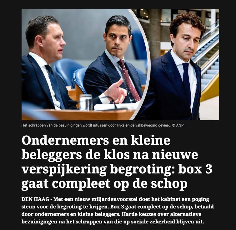 Diditaihuttu's tweet photo. Breaking news from the Netherlands.🇳🇱

Insiders tell De Telegraaf the Dutch cabinet has a new plan for Box 3, the tax on your savings and investments.

From 2028, they want to tax you only when you sell.

But before that, next year, something changes already. Right now, you don't pay tax on a little more than 60,000 euros. Next year, that drops to just over 30,000.

The tax-free profit drops from 1,800 euros to 1,000.

If you have your own business, you could lend yourself 500,000 euros tax-free from your company. That drops to 100,000.

Who pays the bill? Entrepreneurs. Small investors. People who saved and did everything right.

This is still a leaked plan, not a final decision.

But this is exactly why I don't trust a system where the rules can change while you are still playing the game. I am not telling you what to do with your money. I am telling you why I stopped playing by theirs.