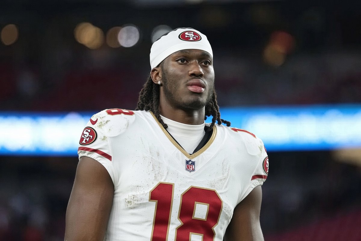BSDtakes's tweet photo. Who says no to this trade 🤔

49ers receive: Marvin Harrison Jr. 
Cardinals receive: 3rd round pick https://t.co/otj376gFCJ