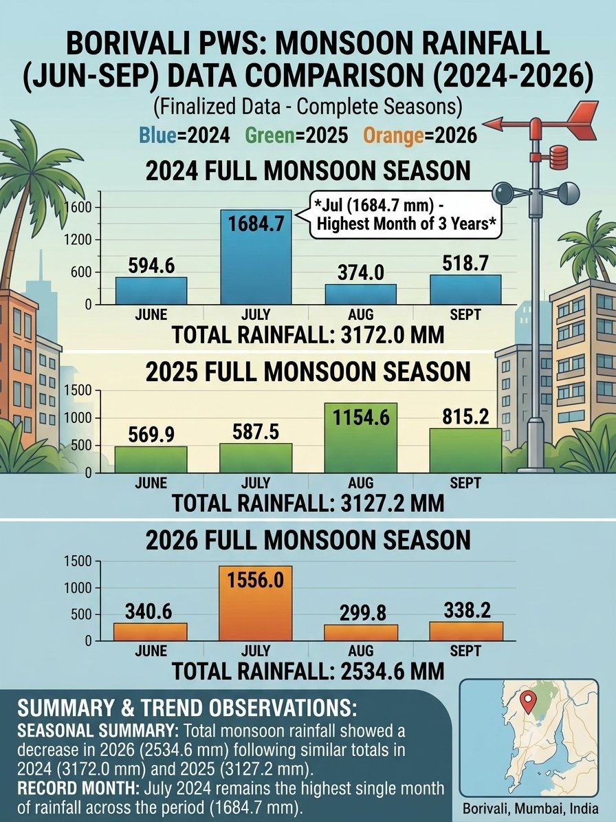 rajnilay's tweet photo. Borivali season rainfall 2024 2025 and 2026 .... https://t.co/eU4YhirRI4