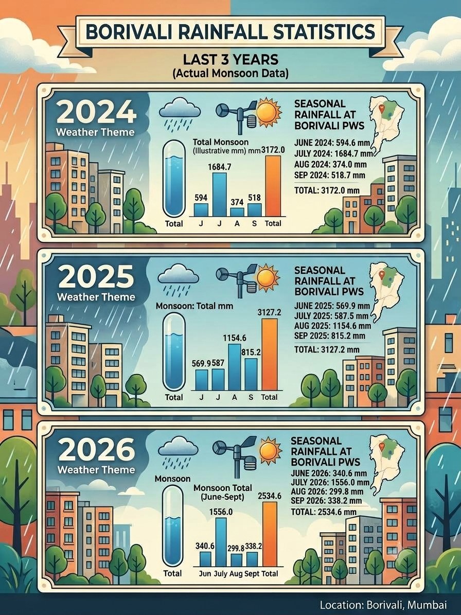 rajnilay's tweet photo. Borivali season rainfall 2024 2025 and 2026 .... https://t.co/eU4YhirRI4