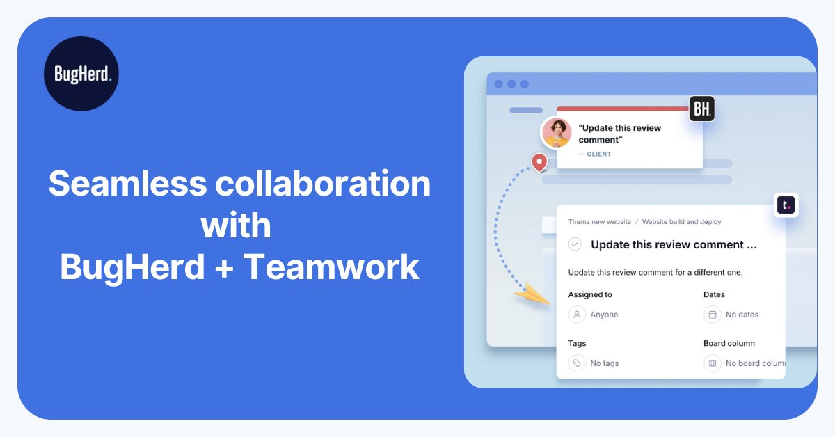bugherd's tweet photo. Did you know BugHerd connects to Teamwork?
Client feedback in BugHerd, dev work in Teamwork - synced automatically, both directions. No copy-pasting tasks by hand.
👉https://t.co/aS1F37HB4m

#WebsiteFeedback #DevTools #ProjectManagement #DigitalAgency #Teamwork #BugHerd https://t.co/yXx24ba3NJ