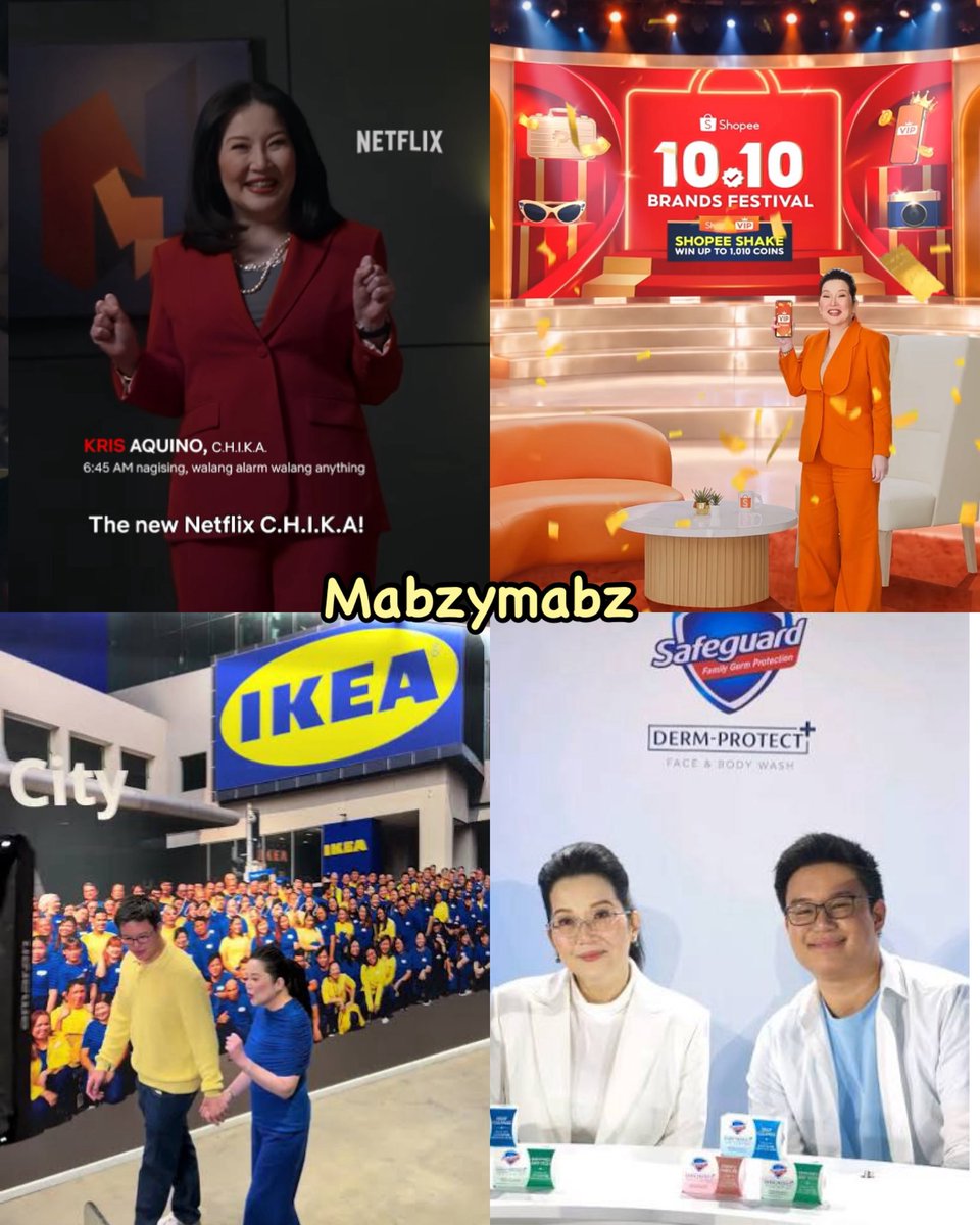 mabzymabz's tweet photo. Kris Aquino IS REALLY BACK and bagged all these endorsements?

✔️Netflix PH 
✔️Safeguard (P&G)
✔️IKEA PH
✔️ Shopee

She really just went and made herself better then brands are trusting her again.. 

iba talaga pag isang Kris Aquino. Authentic & malakas pa rin ang buying factor! 🙌🏻