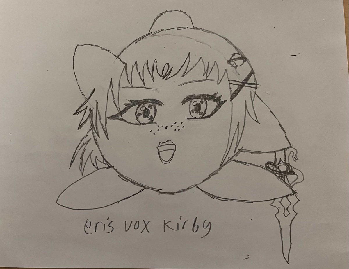 ErisVox's tweet photo. I got my first fanart tonight and I am so greatful! Thank you @CHA0SBUTTERFLY  for the Kirby(poyo!) and @DreamweavrAster https://t.co/69R3Bj2uCf