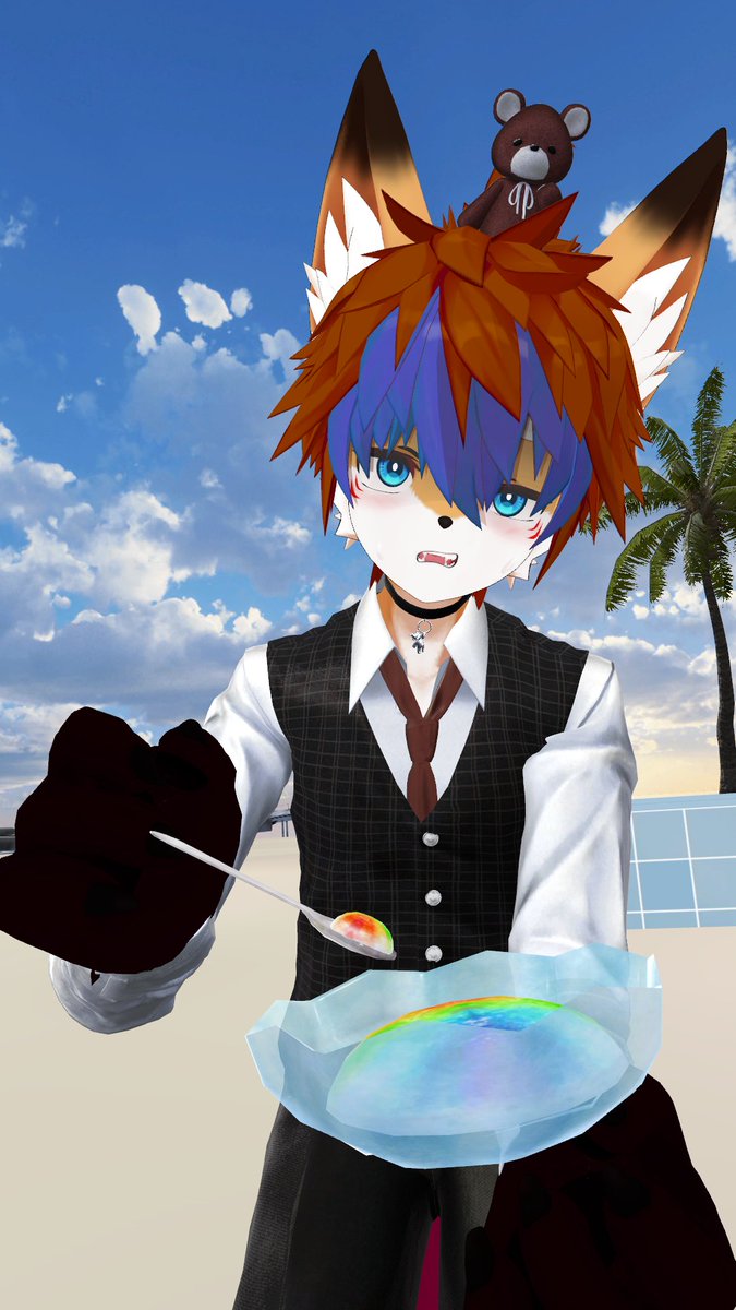 QyVnfk's tweet photo. こんちゃっちゃー。お昼の定期報告だー！...って暑くないか？？？
ほら、これでも食べたらいいっスよ！
え？色がヤバい？しーらないっと。 https://t.co/DNsMpRN1fX