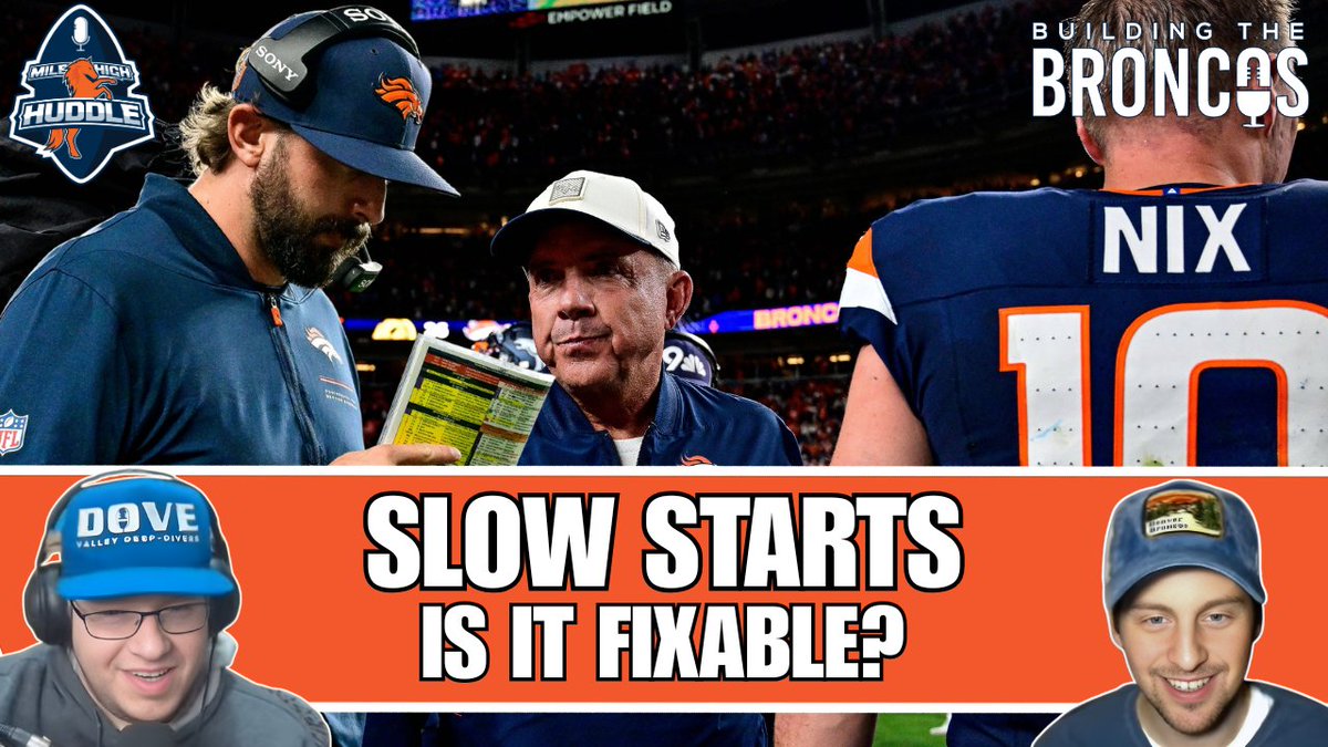 BroncosOnScout's tweet photo. PODCAST: @NickKendellMHH & @ErickTrickel break down:

• #Broncos' slow starts
• Is it reasonable to expect it to be fixed?
• Identity: A fourth-quarter team?
• OLB signed to the practice squad
• Latest news & rumors

LISTEN via @BTBPod_MHH: https://t.co/nU056FYWTy

YouTube📺: https://t.co/OwxZIhkcLz

DISCORD: https://t.co/w0A0gJMin5

SUBSCRIBE: https://t.co/ywxONv0jJp