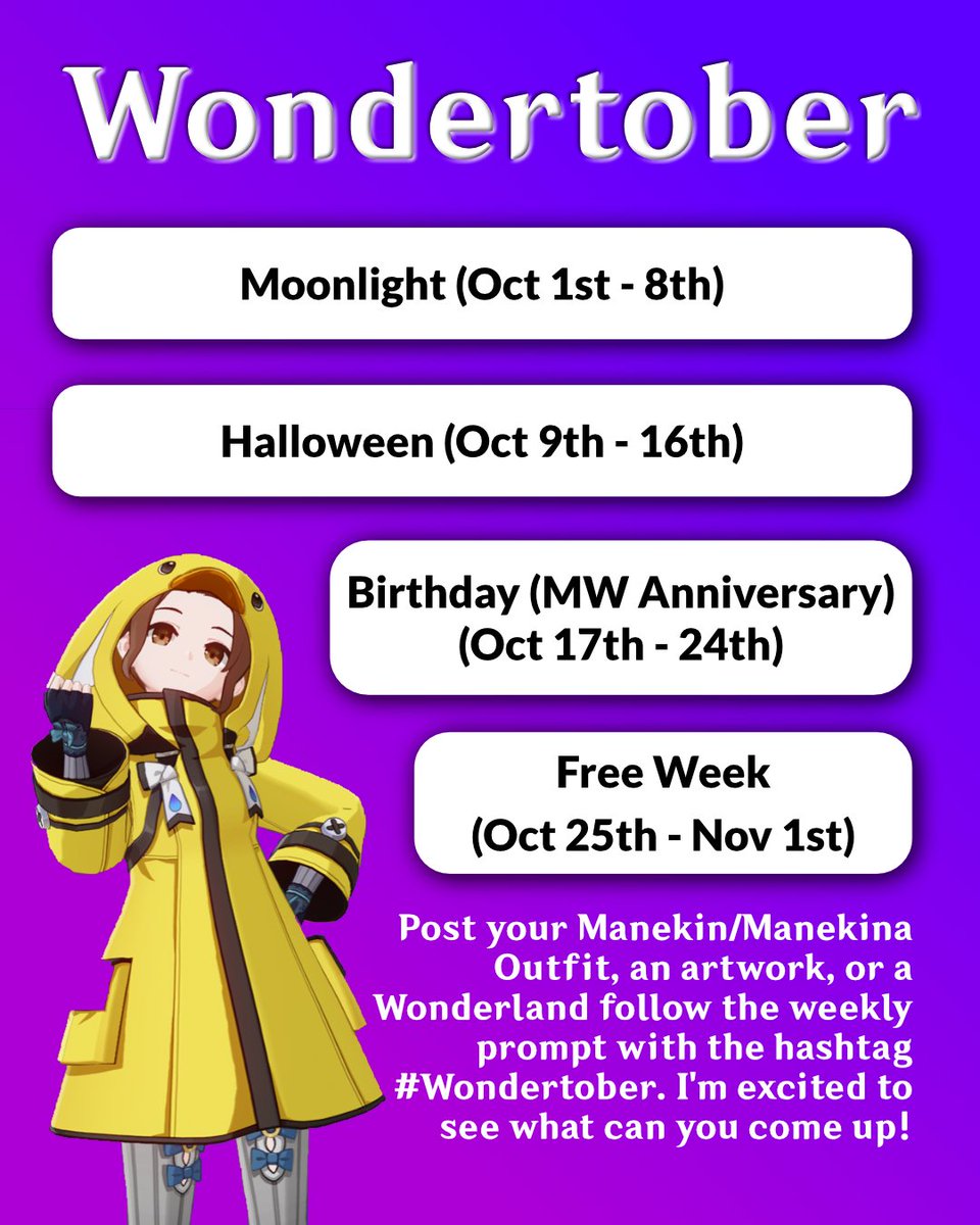 DailyMiliastra's tweet photo. I know I'm late, either I procrastinate or had a tired day. Anyway, I'm excited to see what can you create so introducing Wondertober. A yearly where you can either Dress Up, Draw or Share a Wonderland Stage of that prompt during the week to get reposted. #Wondertober https://t.co/mn2k4E4uPD