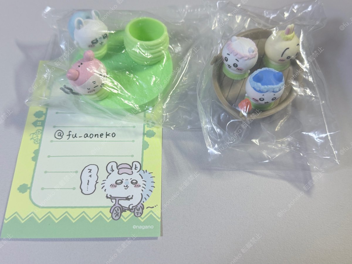 fu_aoneko's tweet photo. 映画ちいかわ デスクトップフィギュア

譲）
ちいかわ＆ハチワレ＆うさぎ
モモンガ＆古本屋

求）
定価

被りのためお譲りします。

⚠️日時調整の上、都内手渡しのみ　（平日 日比谷銀座有楽町or 10/10土 池袋 のみ）

↓リプライ欄へ続きます。下記合わせてご確認いただきお気軽にお声掛けください。 https://t.co/naypqXbivN